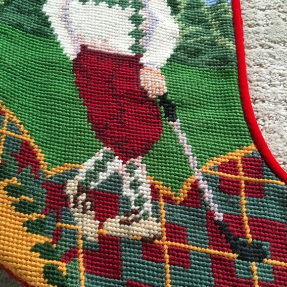 Vintage Needlepoint Christmas Stocking-Golfer - Picture 8 of 9